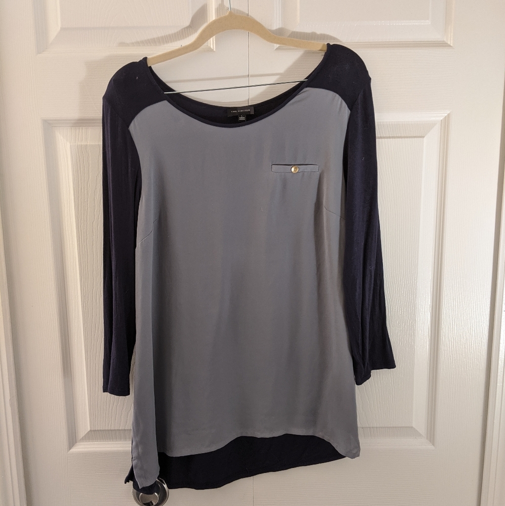 Grey and Navy Harper blouse